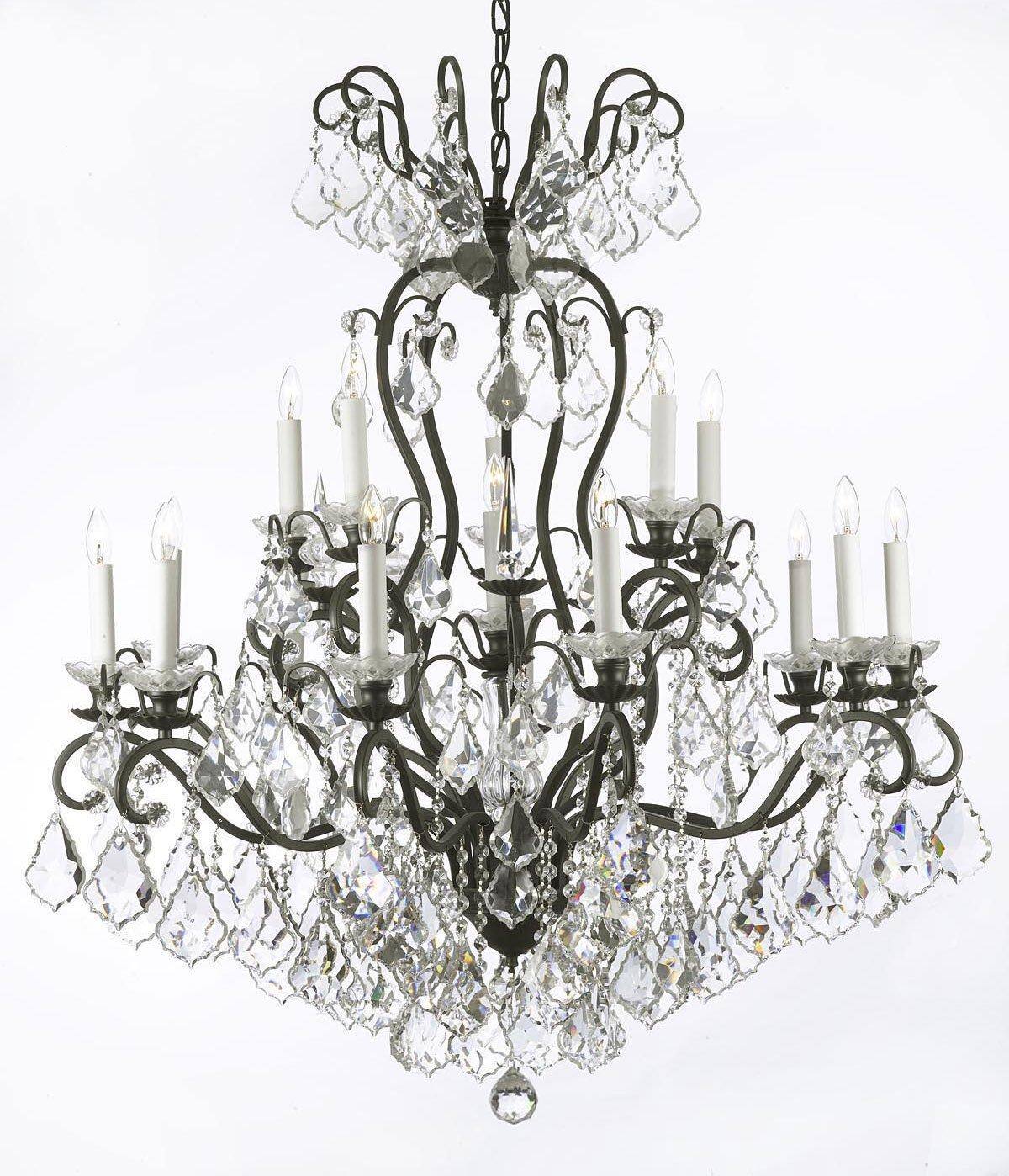 Wrought Iron Crystal Chandelier Lighting W38 x H44 - Chandeliers For Bedrooms by Overstock.com
