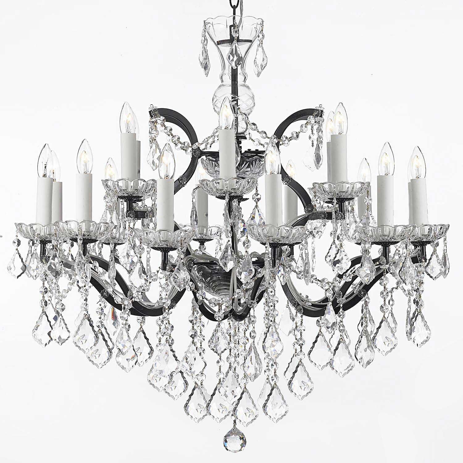 19th Rococo Iron & Crystal Chandelier Lighting H28 x W30