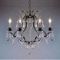 Wrought Iron Crystal Chandelier Lighting H19 x W20 Swag Plug In Chandelier