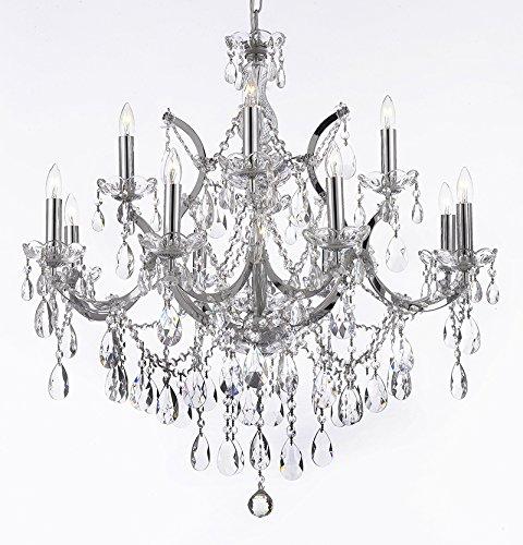 Maria Theresa Crystal Chandelier Lighting Chrome Finish H30 x W28 - Chandeliers For Bedrooms by Overstock.com