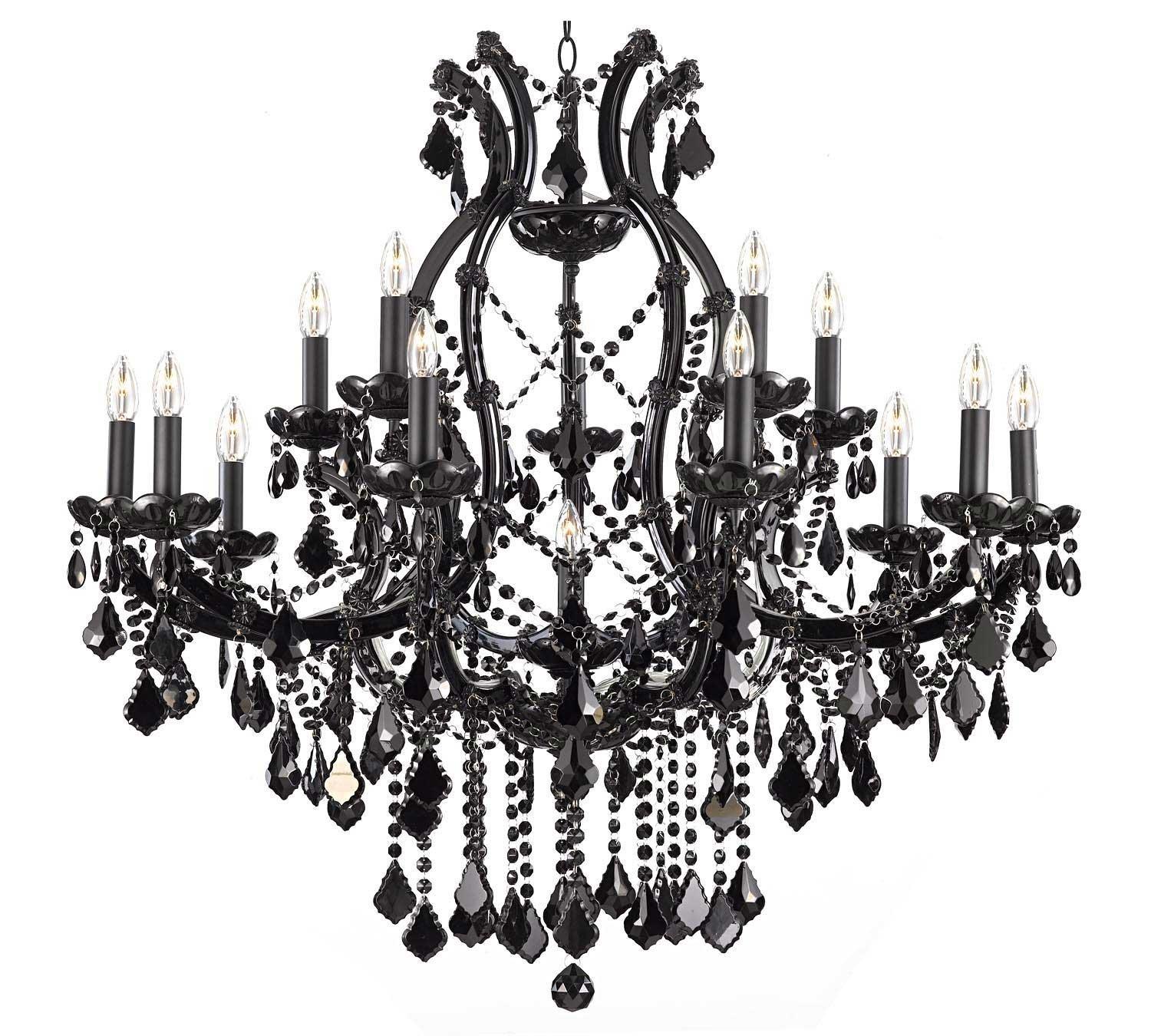 Jet BlackChandelier Lighting Crystal With 16 Lights H37x W38 - Chandeliers For Bedrooms by Overstock.com