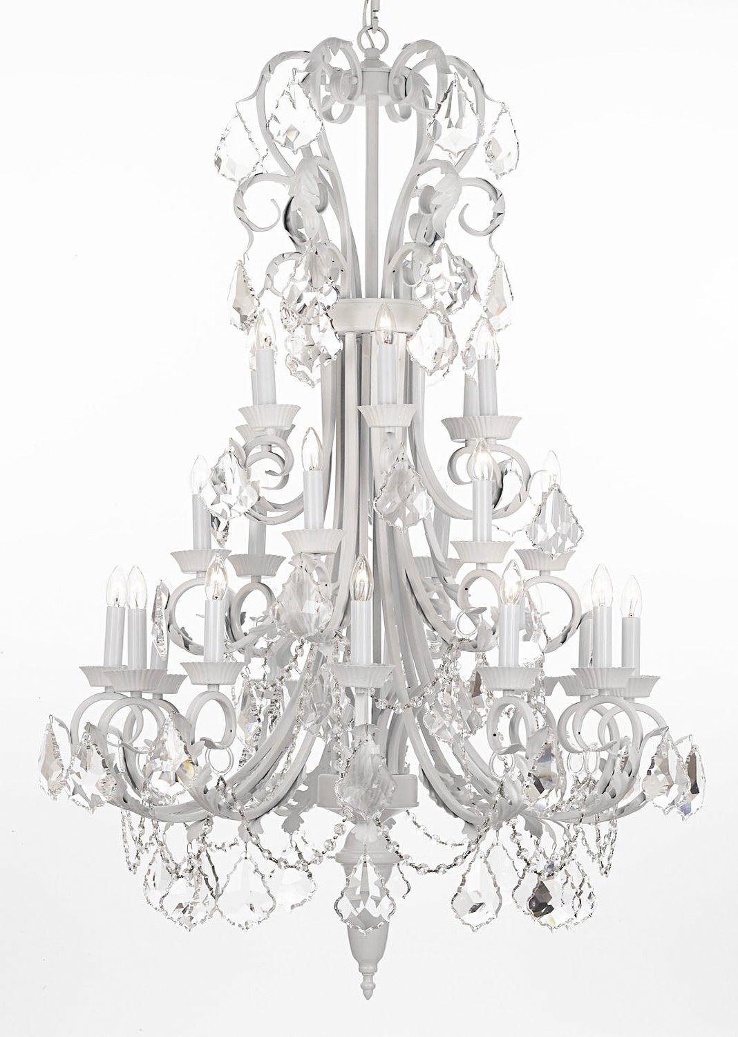 Large Entryway/Foyer White Wrought Iron Chandelier Lighting 50In Tall - Chandeliers For Bedrooms by Overstock.com
