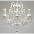 White Wrought Iron Crystal Chandelier Lighting H19 x W20