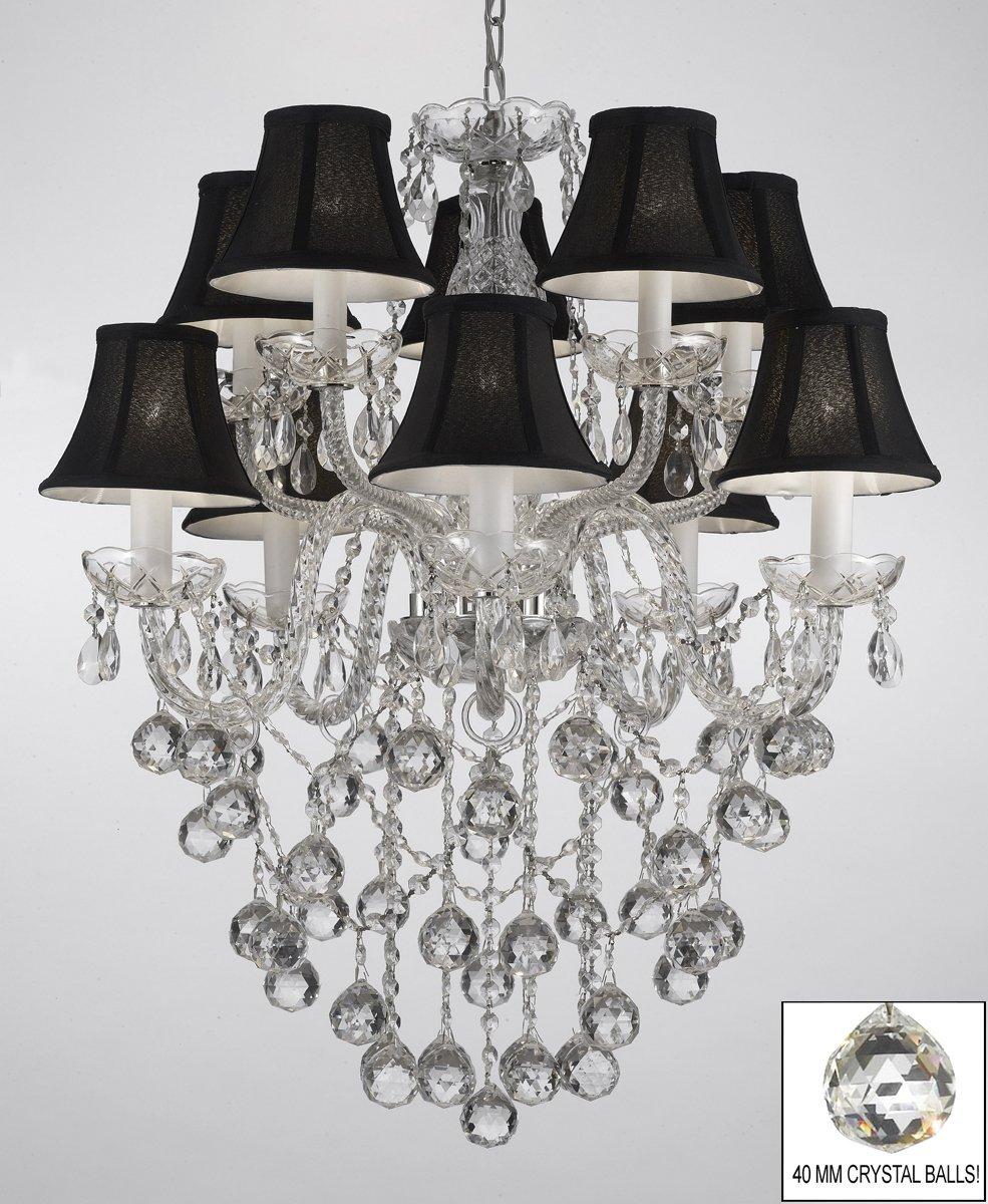 All Crystal Chandelier Lighting With 40 mm Crystal Balls & Black Shades - Chandeliers For Bedrooms by Overstock.com