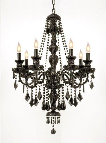 New Jet Black Gothic Crystal Chandelier Lighting H37 x W26 - Chandeliers For Bedrooms by Overstock.com