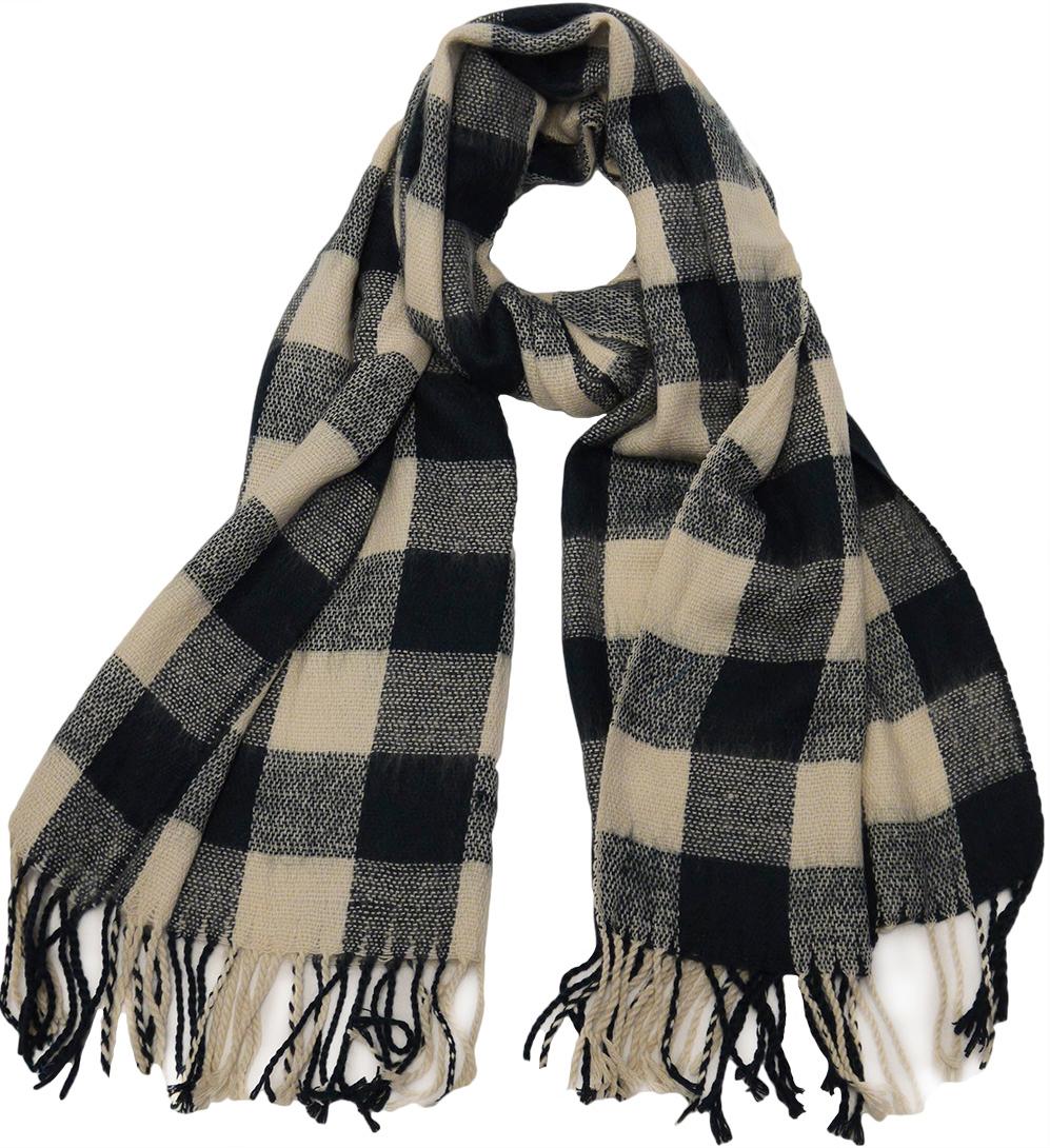 Buffalo Check Plaid Extra Large Warm Soft Wool Feel Scarf, Black Burgundy Green Navy