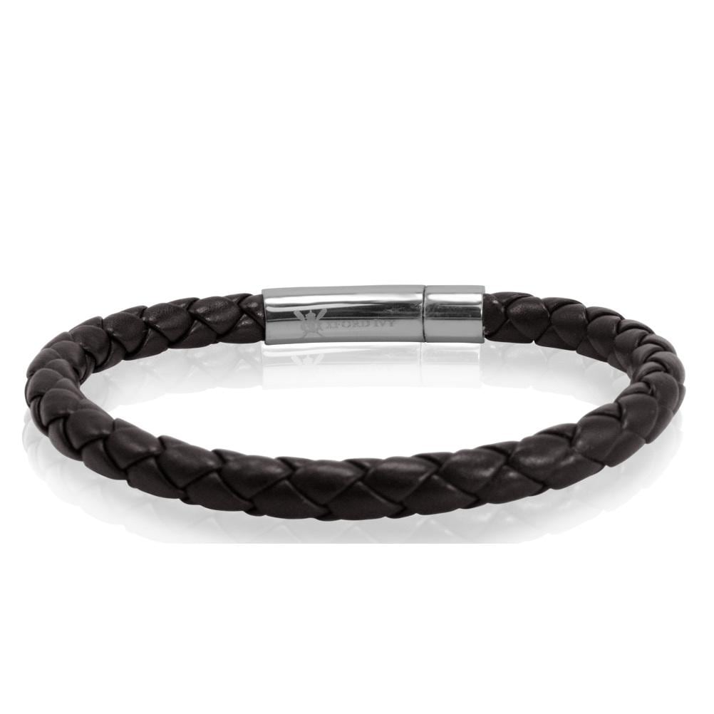 Oxford Ivy Braided Brown Leather Mens Bracelet 6 Mm 8 1 2 Oxford Ivy Braided Brown Leather Mens Bracelet 6 Mm 8 1 2 Inches With Locking