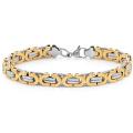 Oxford Ivy Mens Two Tone Stainless Steel Link Bracelet 8 1/2 inches