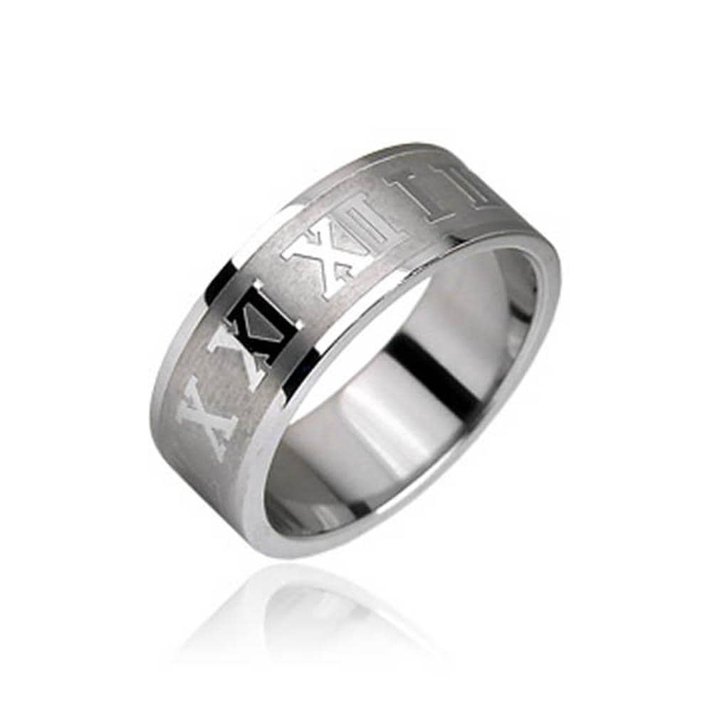 Roman Numerals 316L Stainless Steel Ring