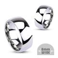 Stainless Steel 8mm Wide Glossy Mirror Polished Wedding Band Ring