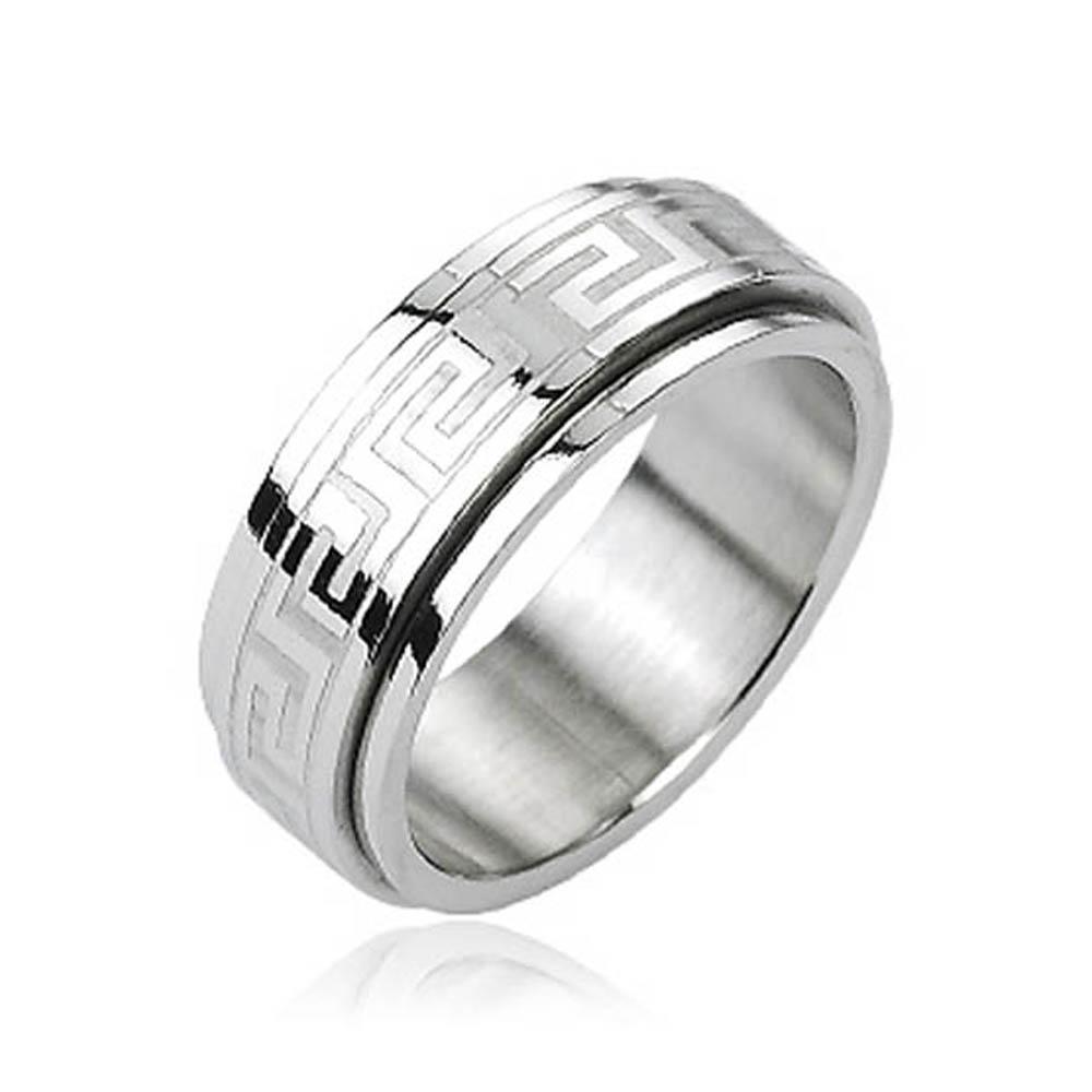 Stainless Steel Tribe Maze Center Spinner Ring
