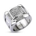 Stainless Steel Micro Paved Multi Clear CZs Arc Top Band Ring