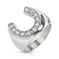 Horseshoe with Gemmed Rim Cast Stainless Steel Ring