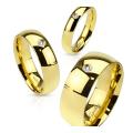 Gold IP Plated 6mm Stainless Steel Wedding Band with CZ