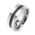 Black Line Centered Stainless Steel Band Ring