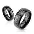 Laser Etched 6mm or 8mm Stainless Steel Black IP Band Ring