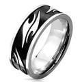 Tribal Pattern Black IP Stainless Steel Ring