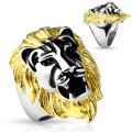 Gold Mane Lion Head Cast Ring 316L Stainless Steel