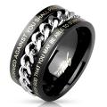 Center Chain Spinner with Bible Verses Black IP Stainless Steel Ring