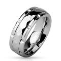 Diamond Pattern Grooved Center Stainless Steel Spinner Ring