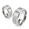 Lord's Prayer Laser Etched Over Brushed Finished Beveled Edge 6mm or 8mm Stainless Steel Ring