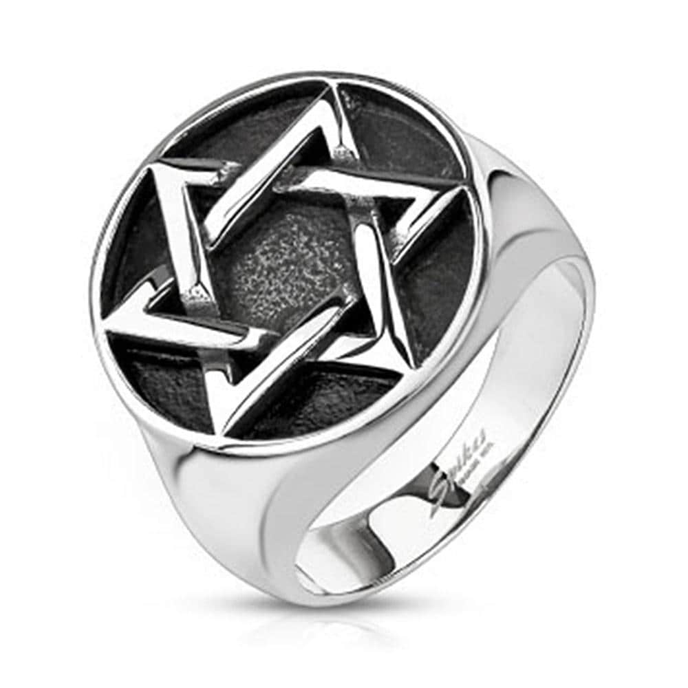 Star of David Medallion Cast Stainless Steel Ring