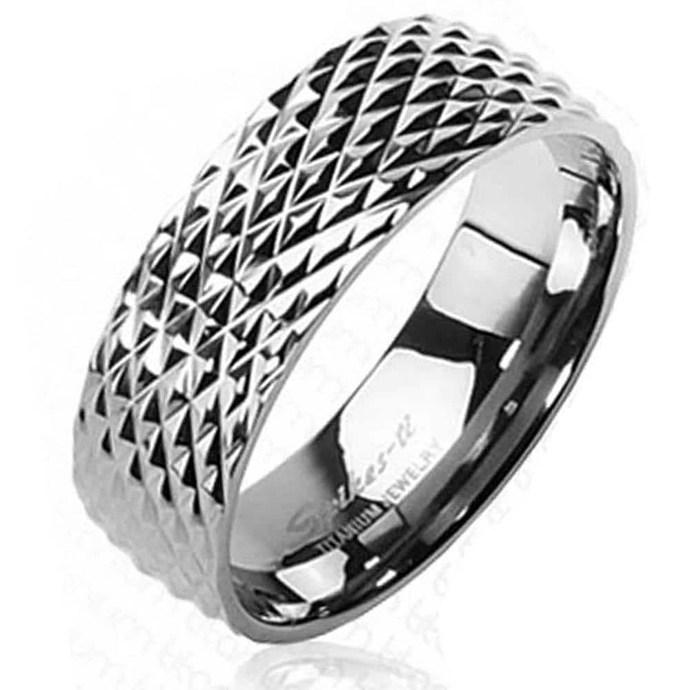Solid Titanium with Snake Skin Design Ring