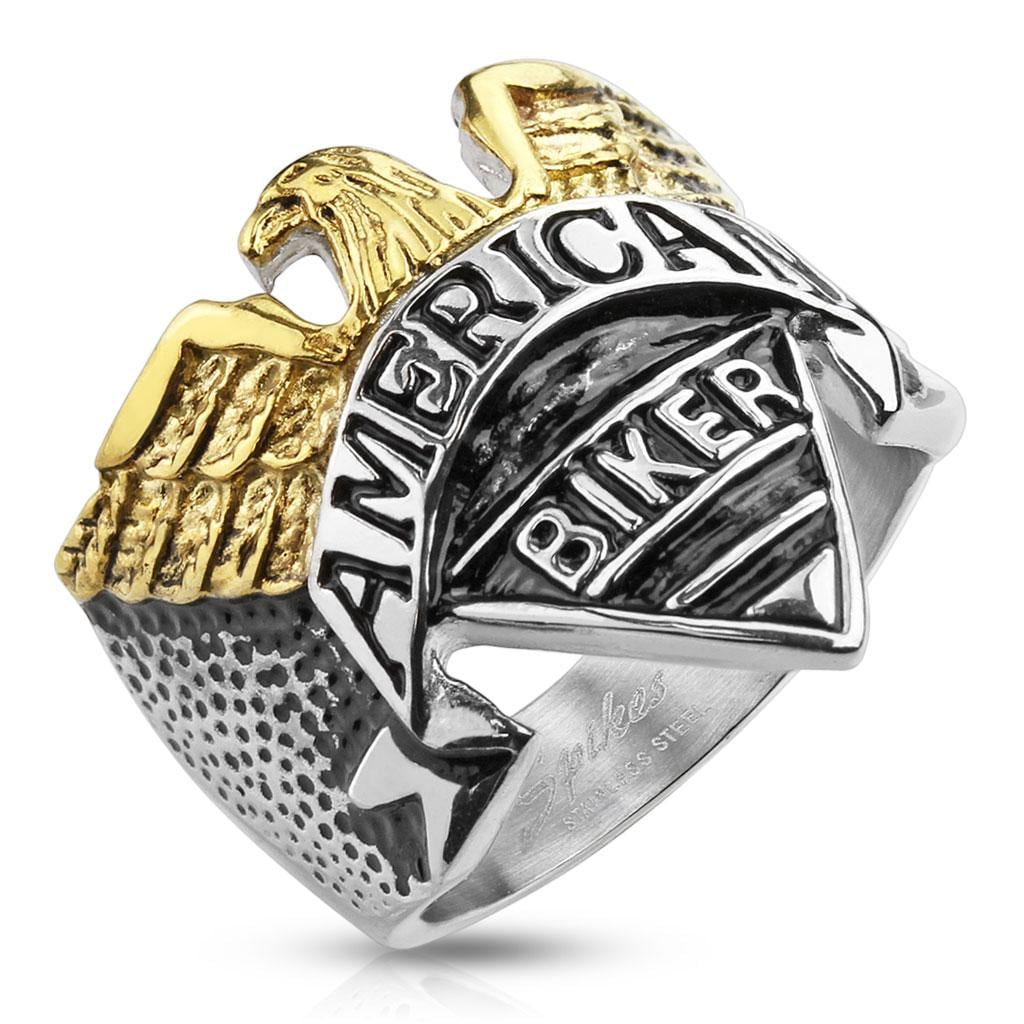 Eagle with "American Biker" Engraving Stainless Steel Cast Ring