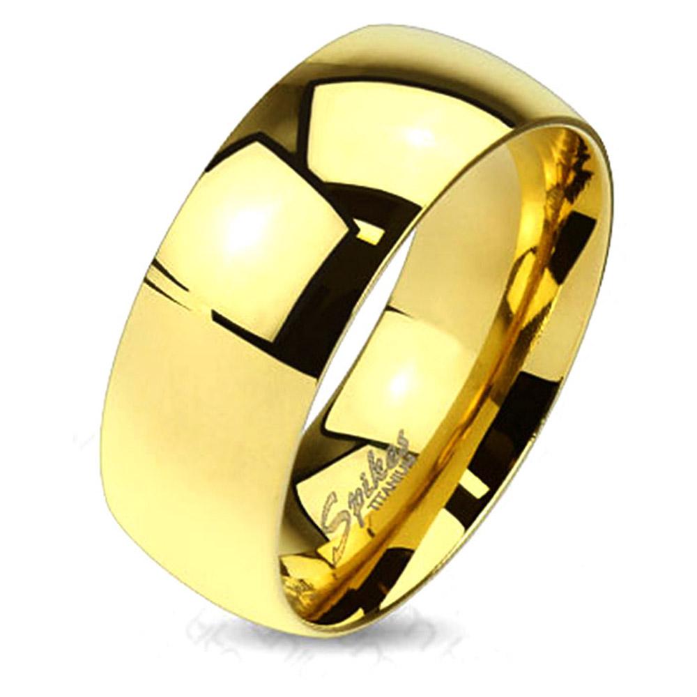 Classic Gold IP Solid Titanium Band Ring
