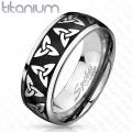 Celtic Trinity Knot Etched Black IP Titanium Ring