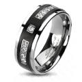 Solid Titanium Black Plated Center with Multi-CZs Band Ring