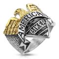 Eagle with "American Biker" Engraving Stainless Steel Cast Ring
