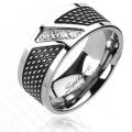 Solid Titanium Black Plated with 4 CZs Modern Band Ring