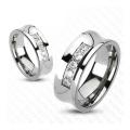 Solid Titanium 5 CZ Concave Band Ring