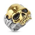 Skull Gold IP Two Tone Biker Stainless Steel Ring