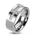 Solid Titanium Cross Paved Multi CZs Band Ring