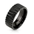 Zigzag Cut Black IP Band Stainless Steel Ring