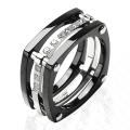 Solid Titanium with Plated Black and CZ Stones Ring