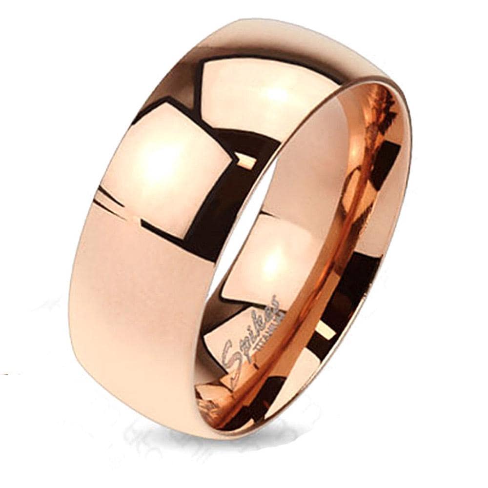 Classic Rose Gold IP Solid Titanium Band Ring