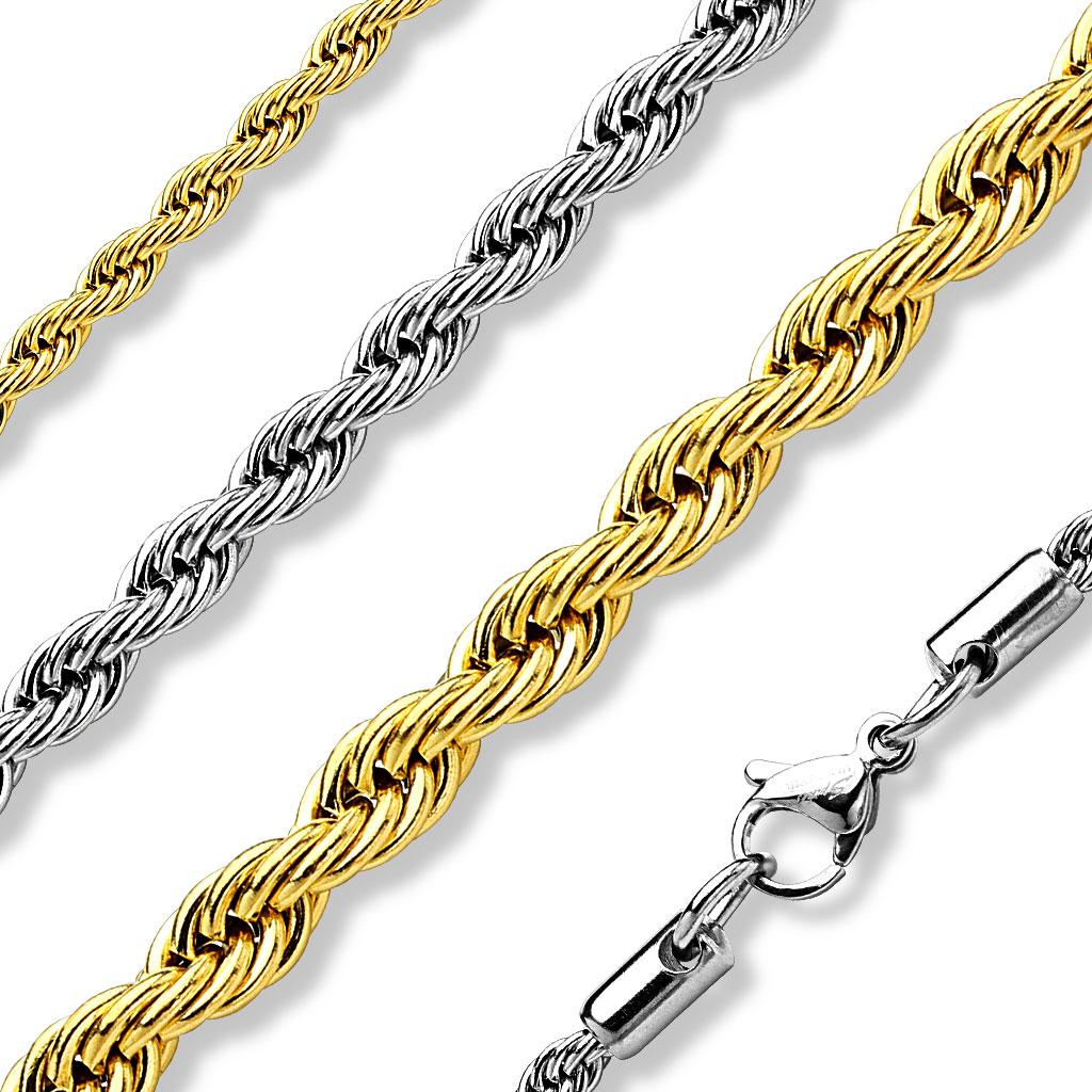 Italian Rope Chain Necklaces 316L Stainless Steel 20 inches