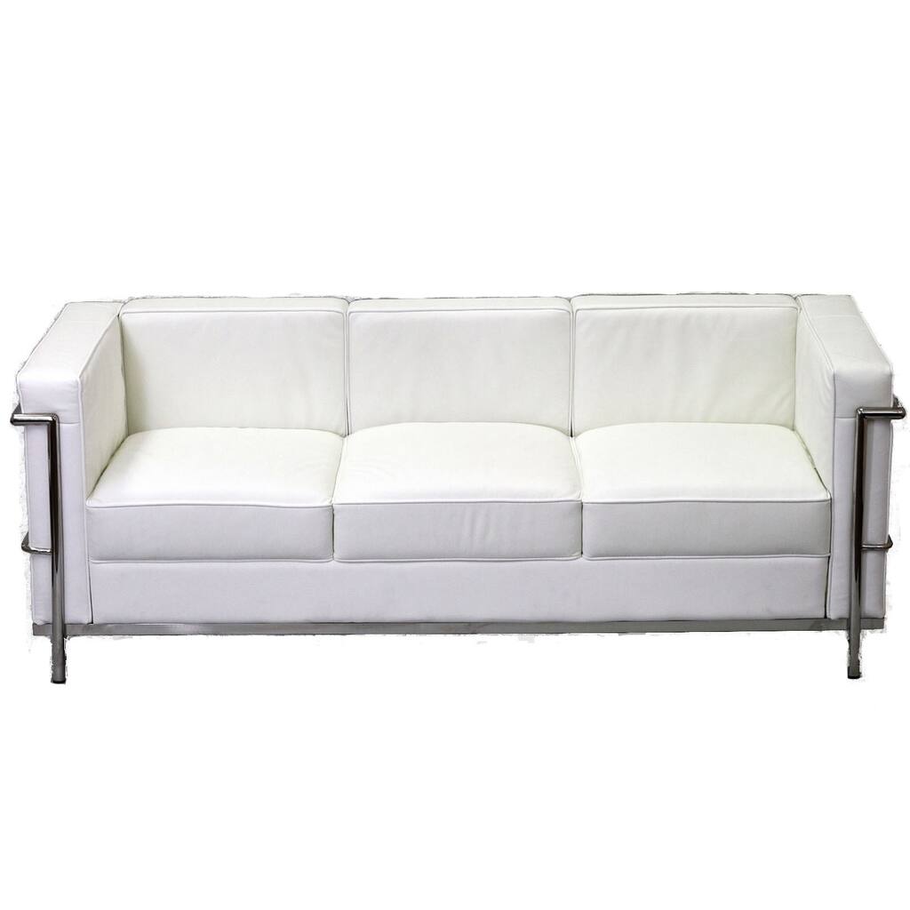 Charles Petite Leather Sofa in White