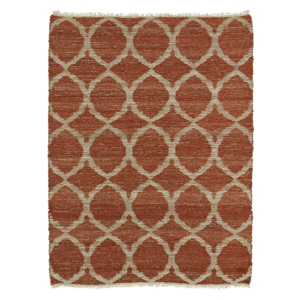 Handmade Natural Fiber Canyon Rust Lattice Rug (80 x 110)