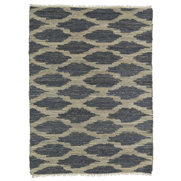 Handmade Natural Fiber Cayon Denim Lattice Rug - 7'6" x 9'