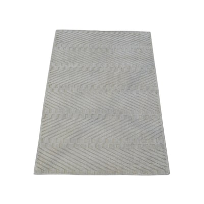 Raised Pile Rayon from Bamboo Silk Modern Hand Loomed Oriental Area Rug ...