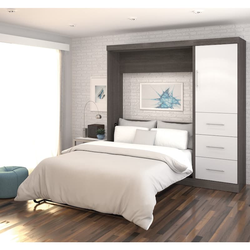 Nebula Full Murphy Bed with Wardrobe (84W) by Bestar