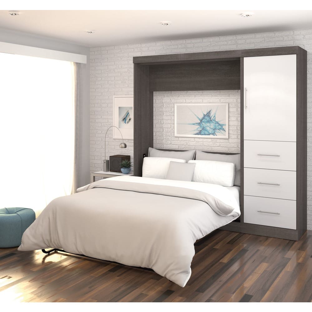Nebula Full Murphy Bed with Wardrobe (84W) by Bestar