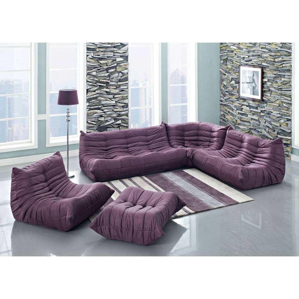 Modway Waverunner Purple Modular Sectional Sofa Set