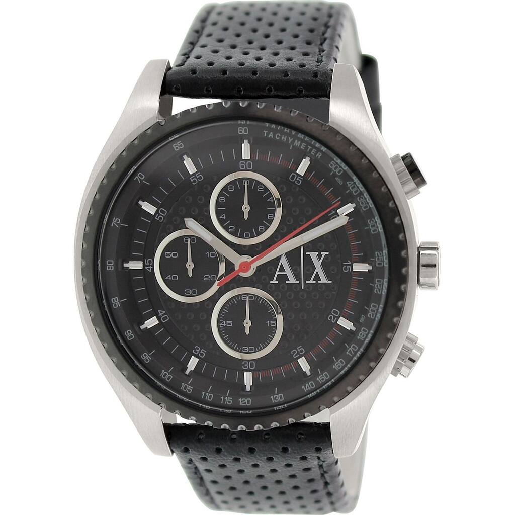Armani Exchange Men's AX1600 Black Leather Quartz Watch
