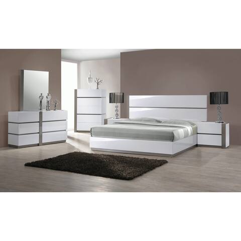 Somette Mehdi Gloss White/ Grey 5-drawer Chest