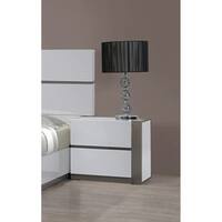 Somette Mehdi Gloss White/ Grey 2-drawer Nightstand